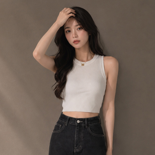 DD714  에어리 골지 크롭나시